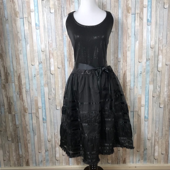St. John Dresses & Skirts - St John 6 Black Sequin Tulle Fit Flare Party Dress